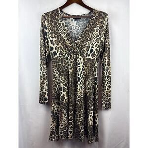 Women’s Karen Kane Large Cheetah Print Midi Wrap Style Dress